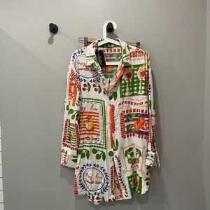 Colorful Graphic beach Button-Up Shirt - Farm Rio vibes
